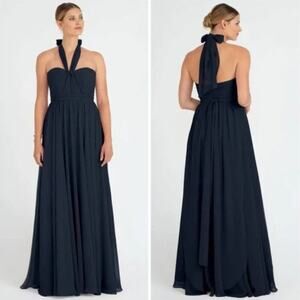 Jenny Yoo Navy Blue Mira Convertible Dress Size 8